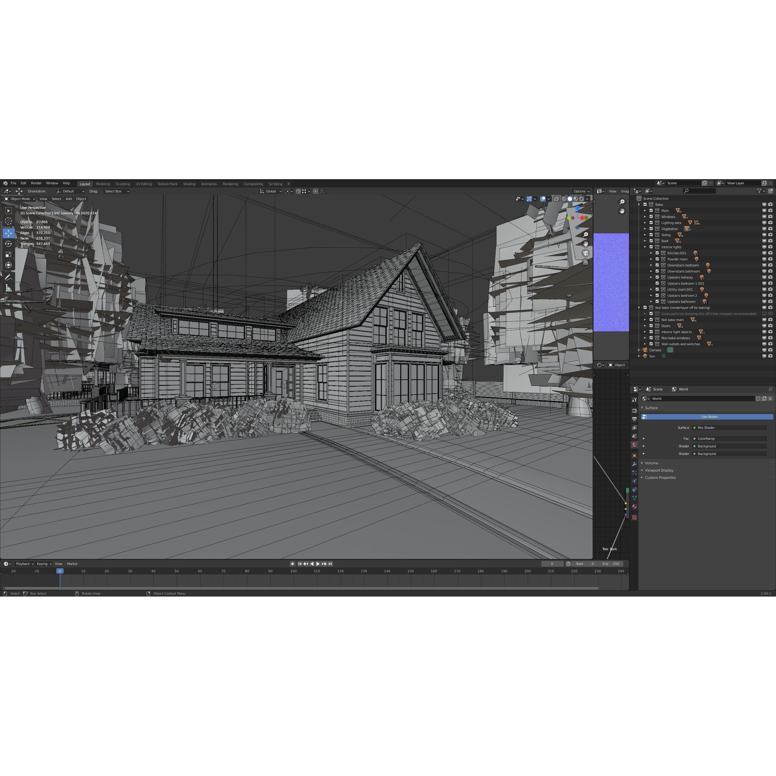 Classic Style Porch House - Low-Poly Game-Ready 3D Model - View 37