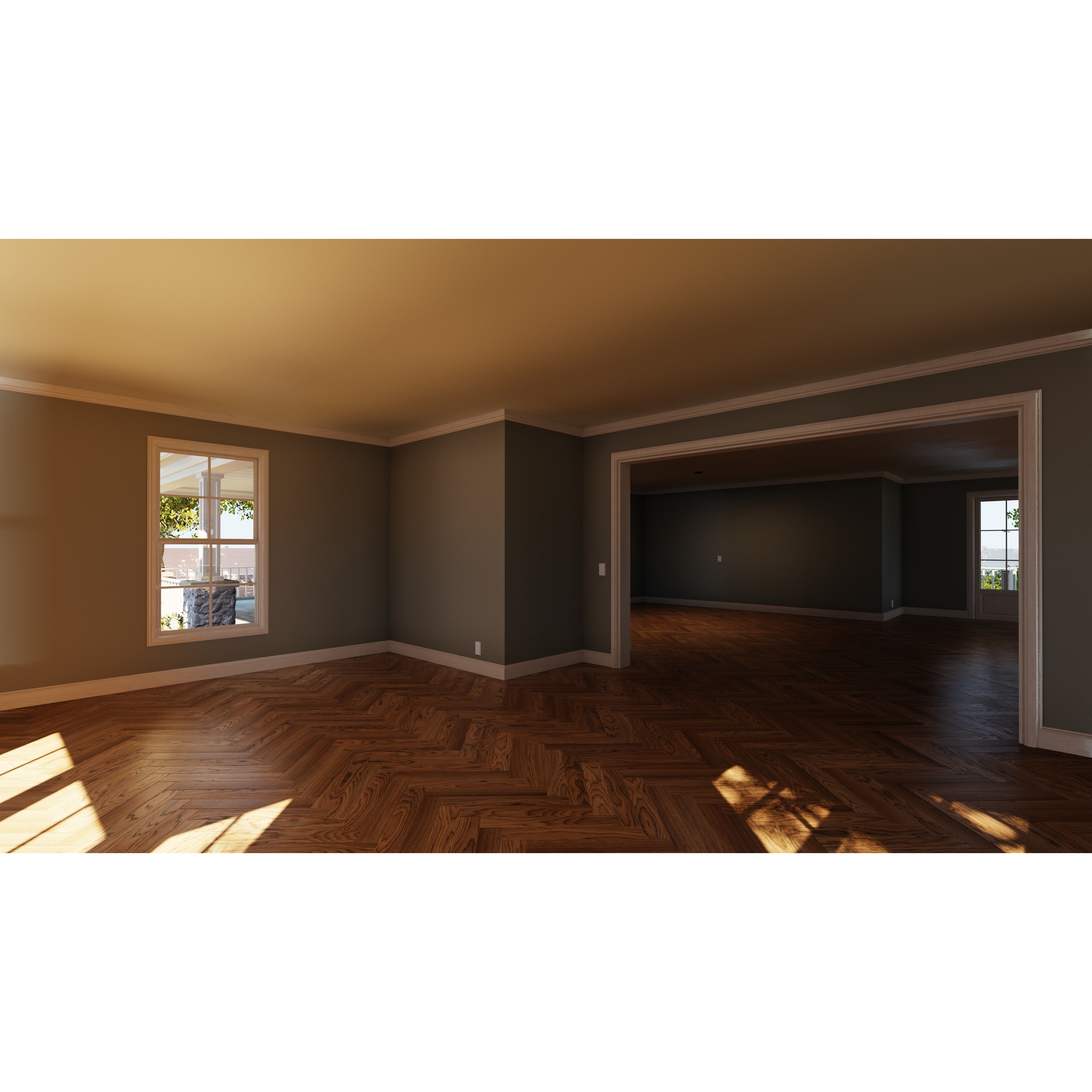 Classic Style Porch House - Low-Poly Game-Ready 3D Model - View 7