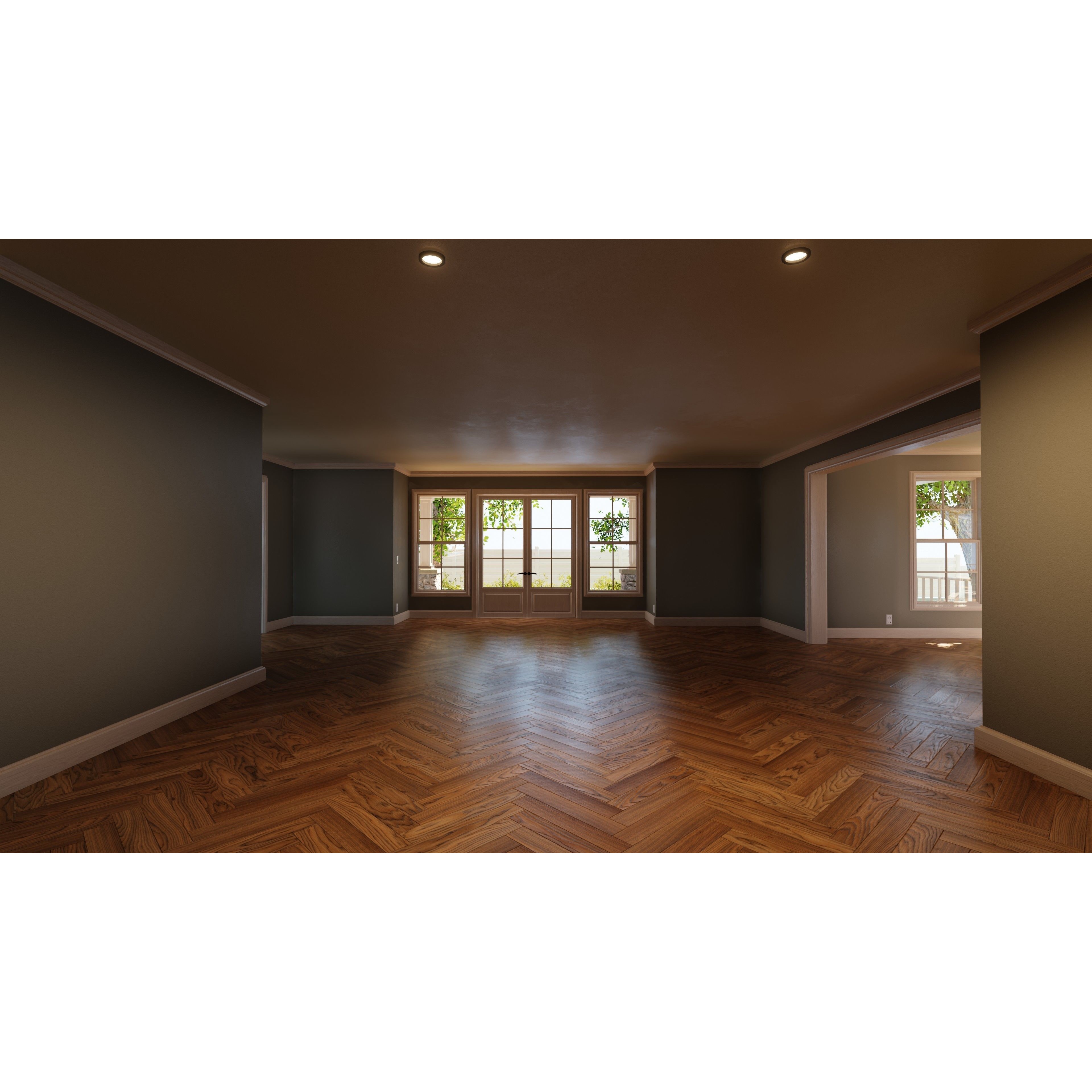 Classic Style Porch House - Low-Poly Game-Ready 3D Model - View 8