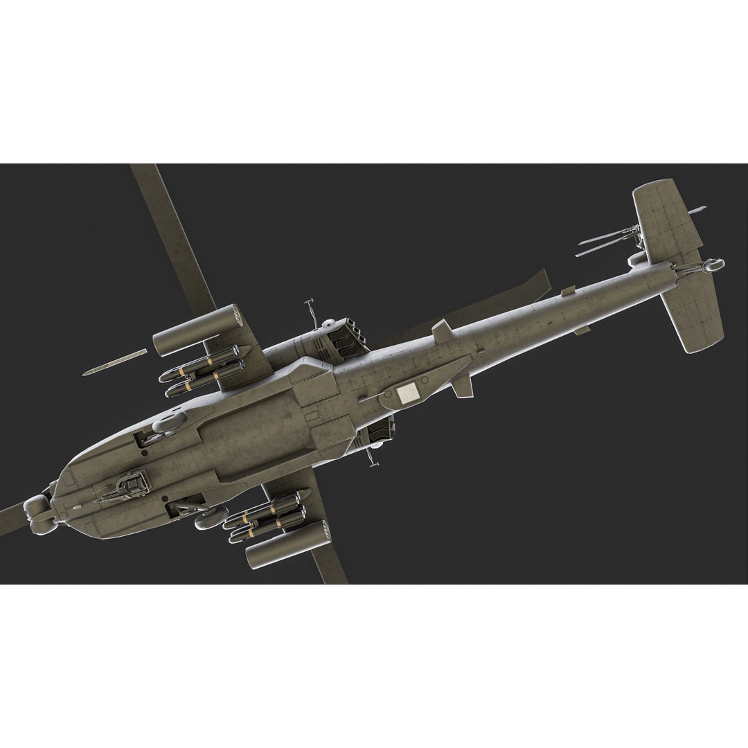 AH-64D Apache Helicopter 3D Model – Low Poly Game Asset, FBX - View 10