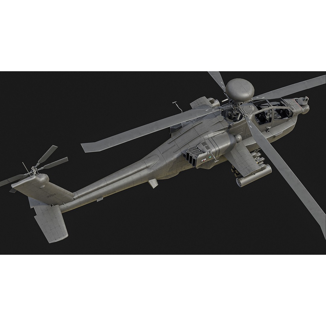 AH-64D Apache Helicopter 3D Model – Low Poly Game Asset, FBX - View 13