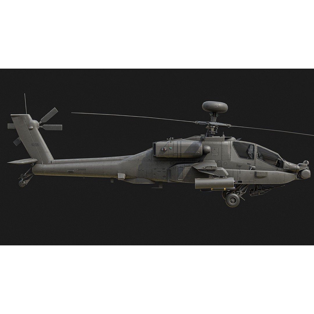 AH-64D Apache Helicopter 3D Model – Low Poly Game Asset, FBX - View 14