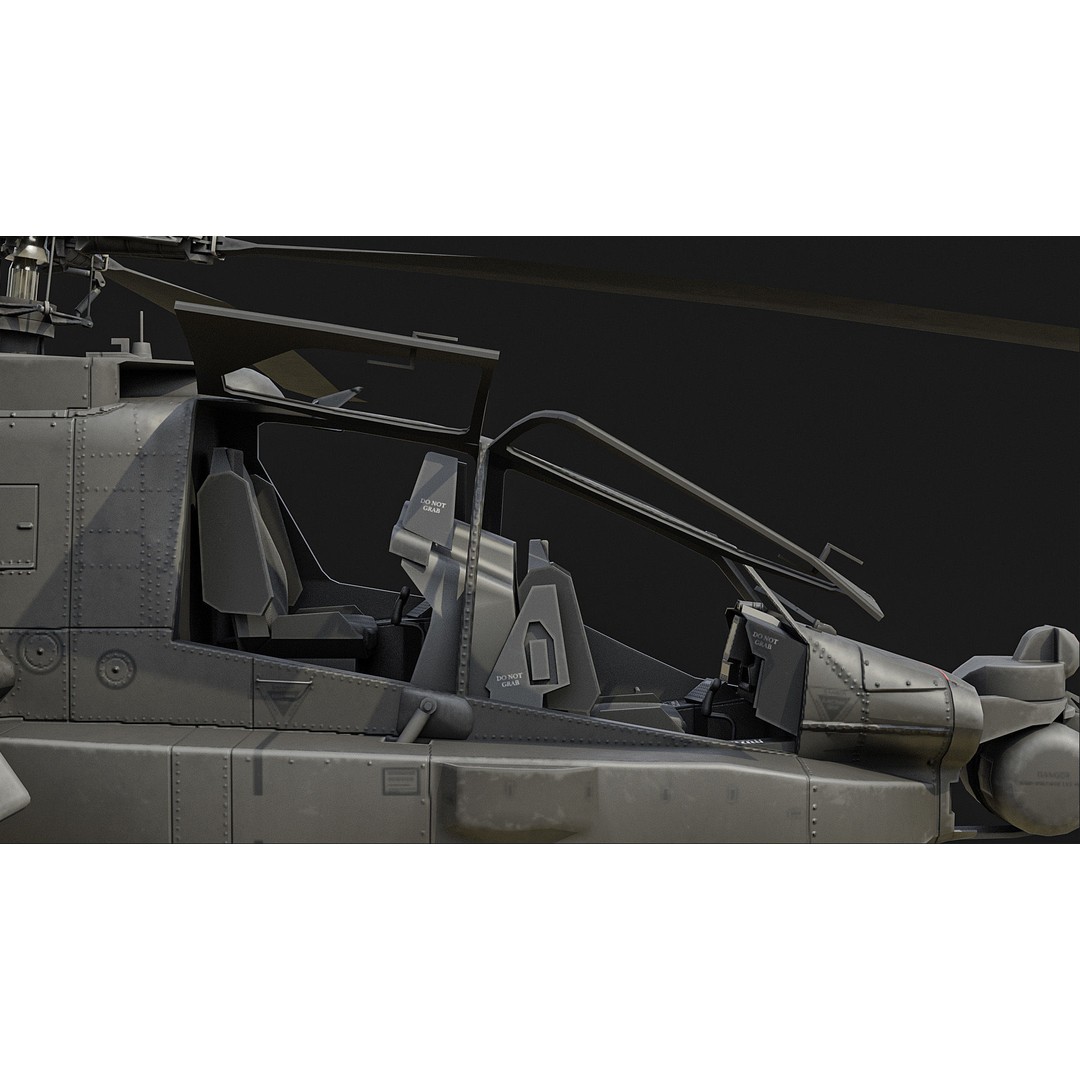 AH-64D Apache Helicopter 3D Model – Low Poly Game Asset, FBX - View 15