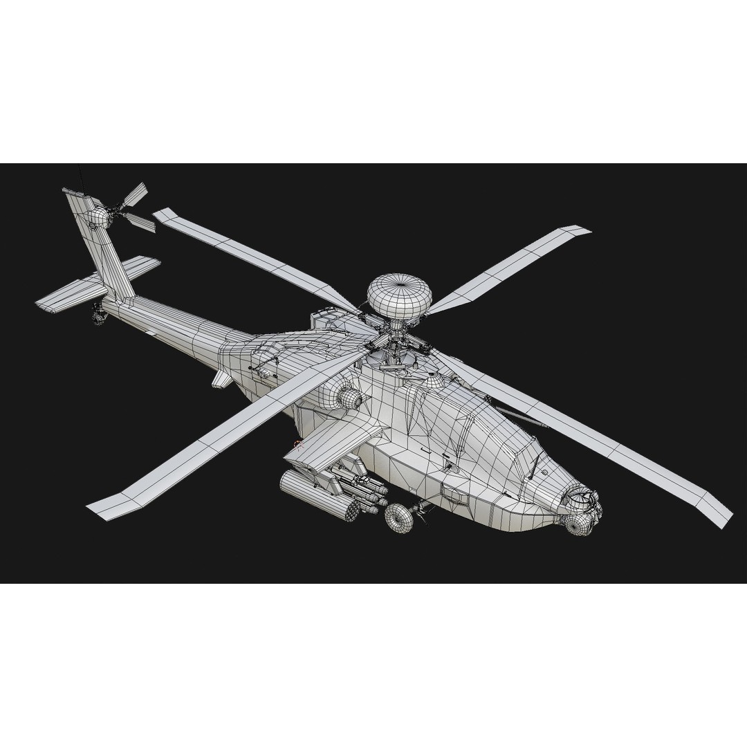AH-64D Apache Helicopter 3D Model – Low Poly Game Asset, FBX - View 16