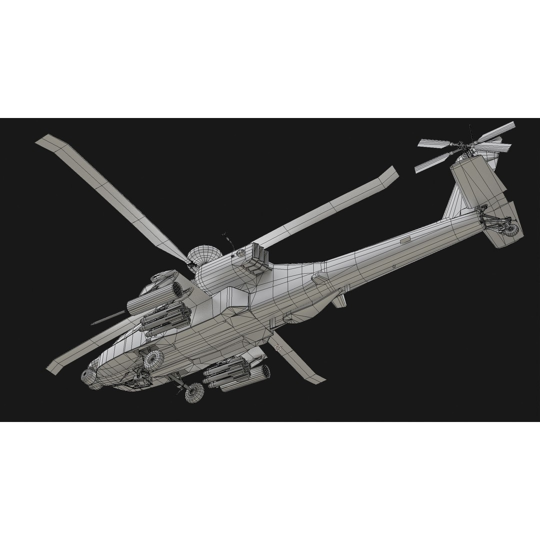 AH-64D Apache Helicopter 3D Model – Low Poly Game Asset, FBX - View 17
