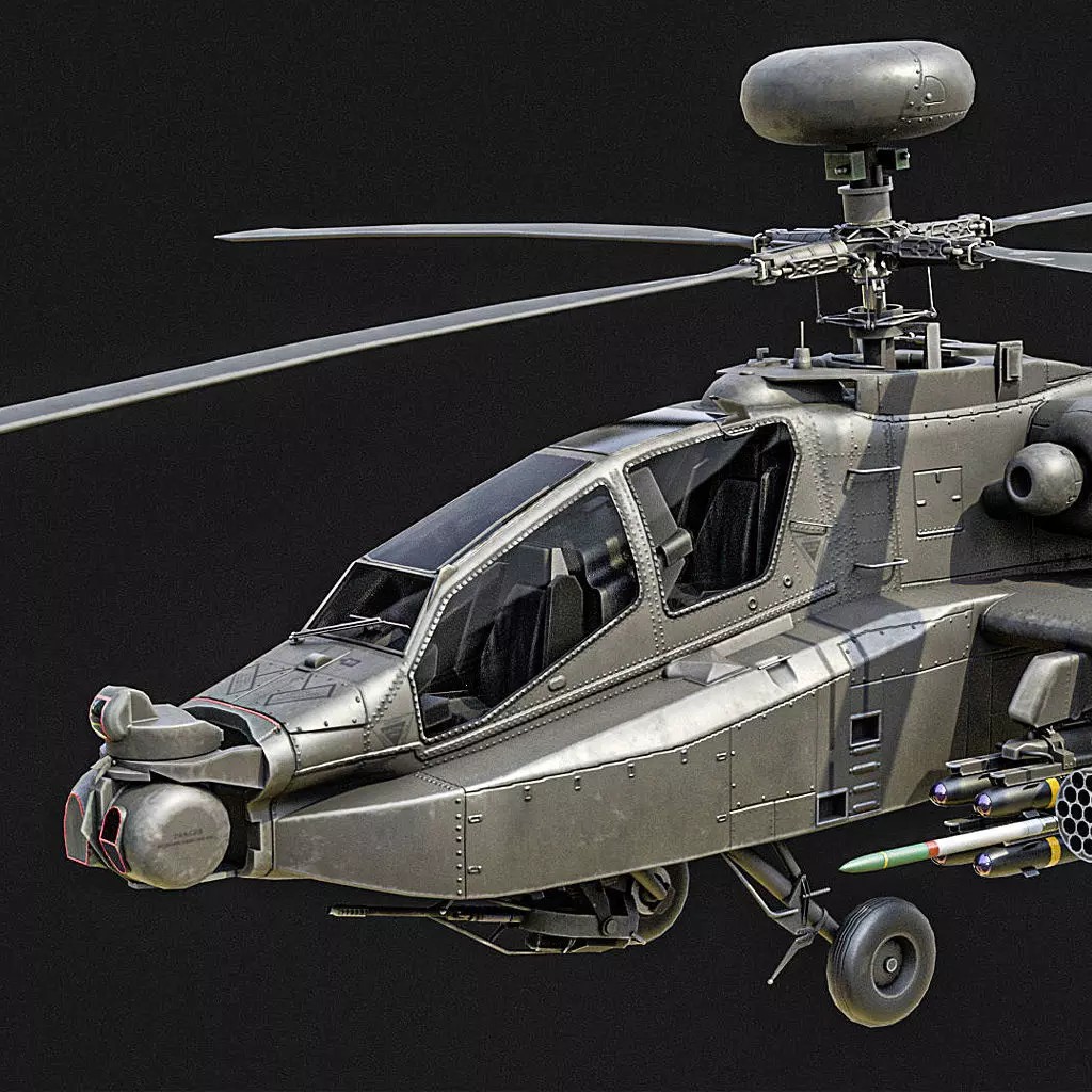 AH-64D Apache Helicopter 3D Model – Low Poly Game Asset, FBX - View 2