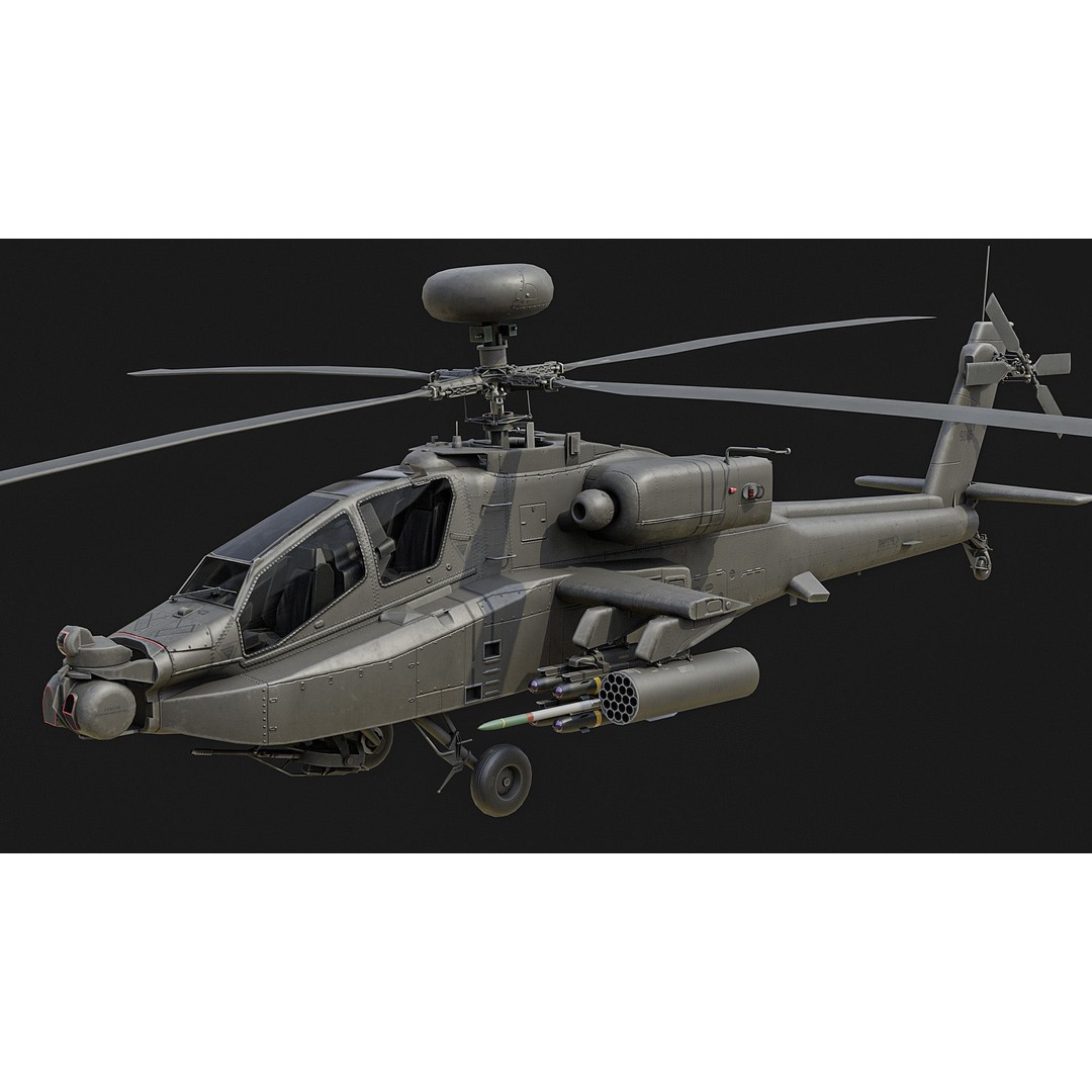 AH-64D Apache Helicopter 3D Model – Low Poly Game Asset, FBX - View 3