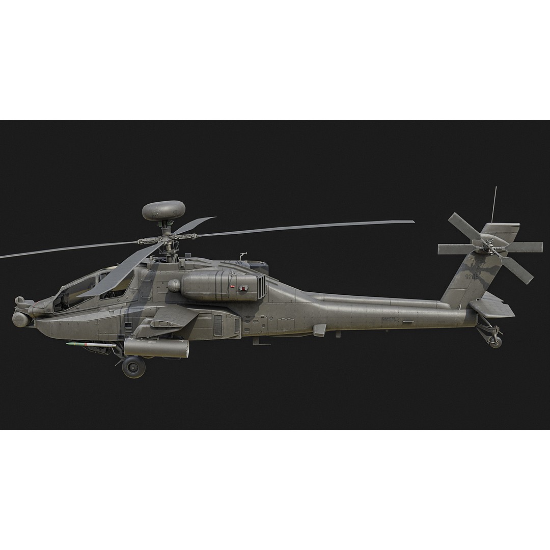 AH-64D Apache Helicopter 3D Model – Low Poly Game Asset, FBX - View 4