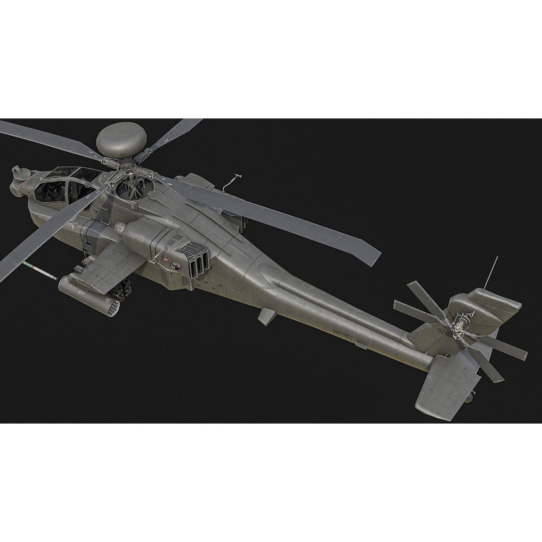 AH-64D Apache Helicopter 3D Model – Low Poly Game Asset, FBX - View 5
