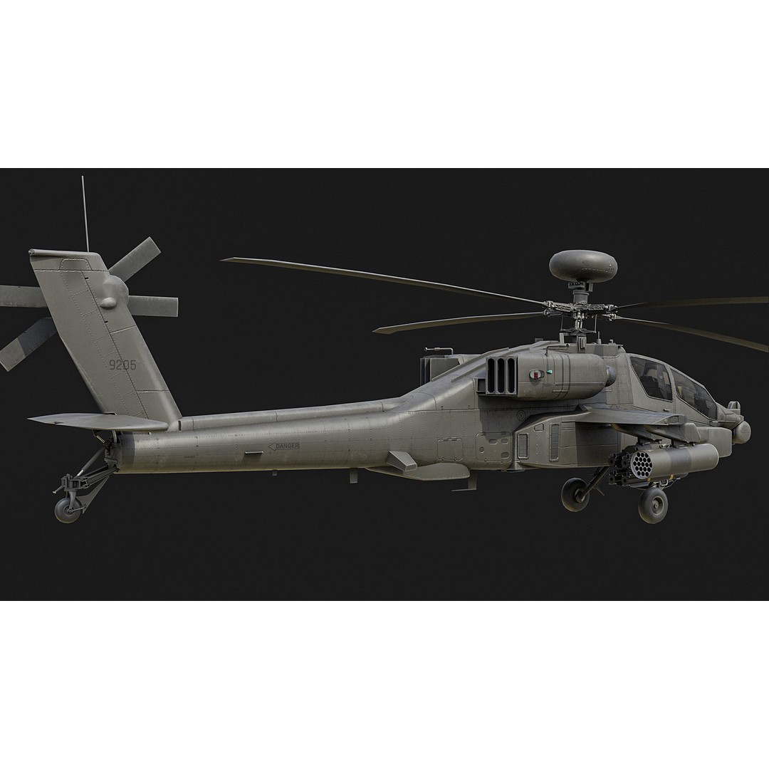 AH-64D Apache Helicopter 3D Model – Low Poly Game Asset, FBX - View 6
