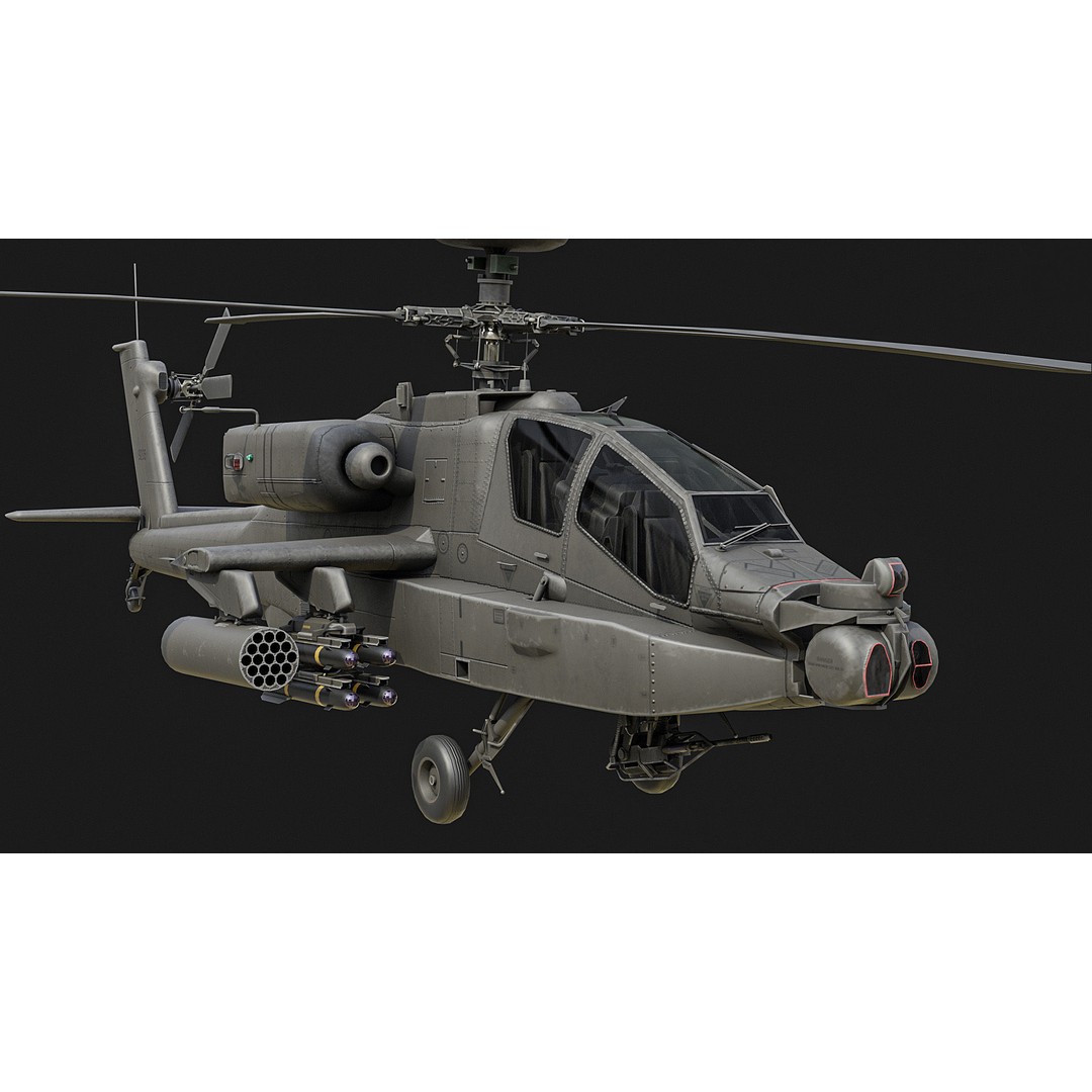 AH-64D Apache Helicopter 3D Model – Low Poly Game Asset, FBX - View 7