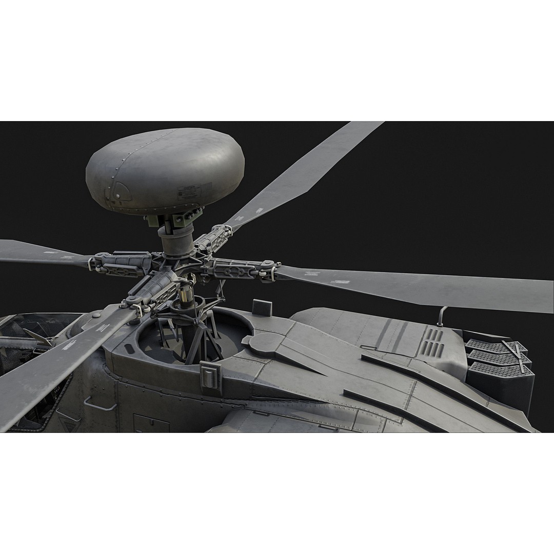AH-64D Apache Helicopter 3D Model – Low Poly Game Asset, FBX - View 8