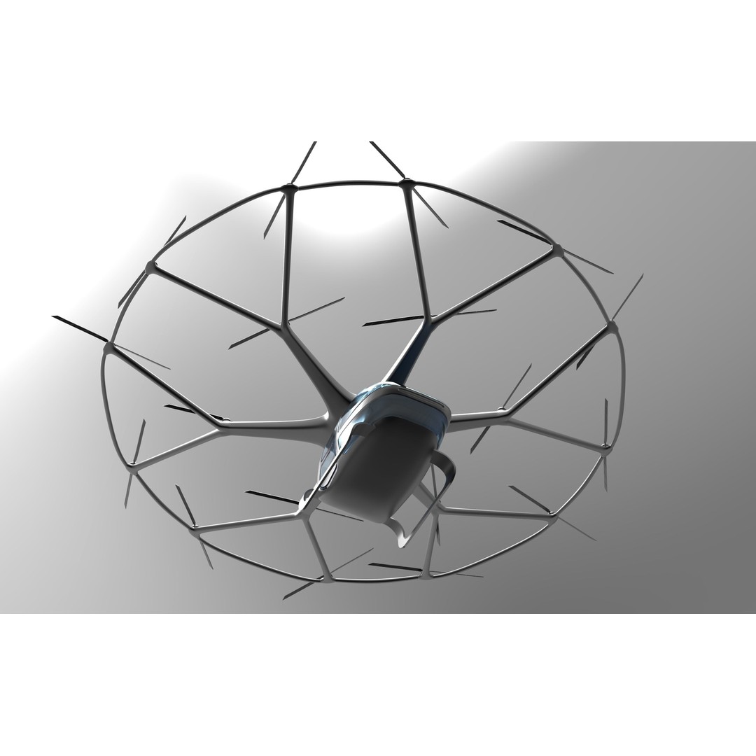 Drone Air Taxi 3D Model – Low Poly Rigged Vehicle, FBX, OBJ