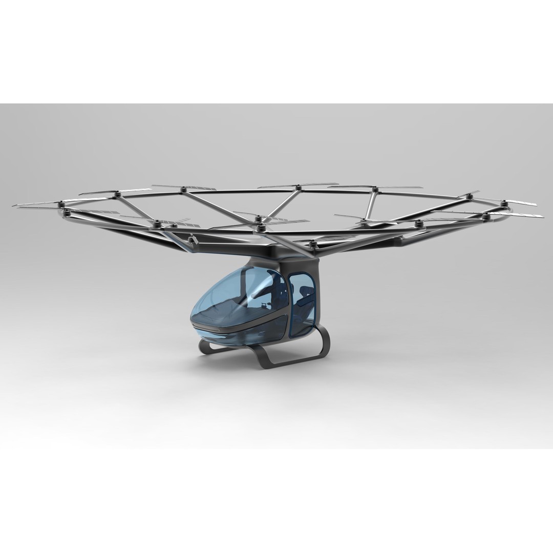 Drone Air Taxi 3D Model – Low Poly Rigged Vehicle, FBX, OBJ - View 3