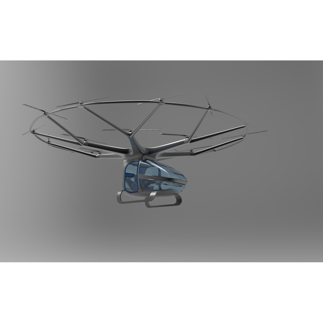 Drone Air Taxi 3D Model – Low Poly Rigged Vehicle, FBX, OBJ - View 4
