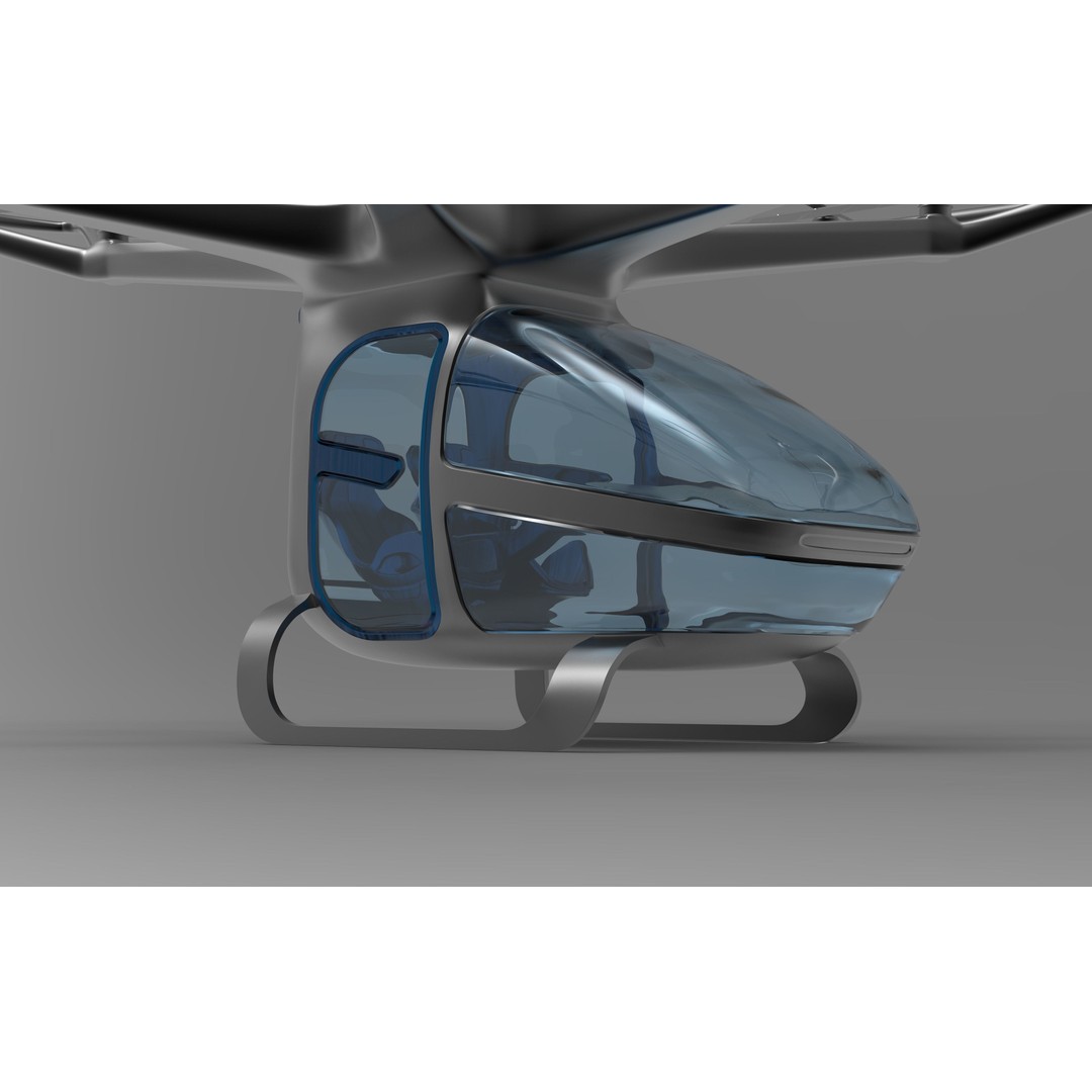 Drone Air Taxi 3D Model – Low Poly Rigged Vehicle, FBX, OBJ - View 8