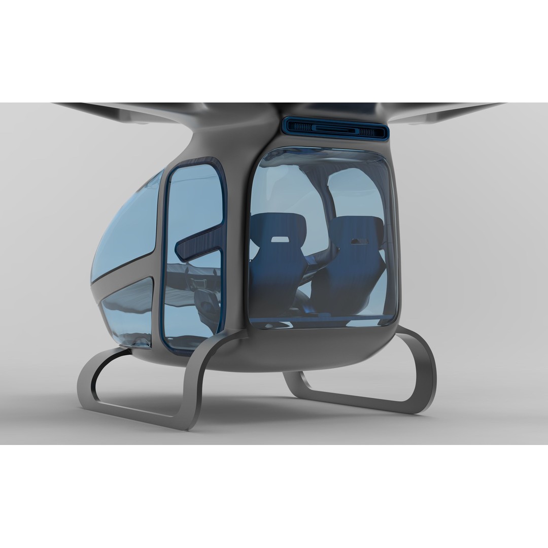 Drone Air Taxi 3D Model – Low Poly Rigged Vehicle, FBX, OBJ - View 9