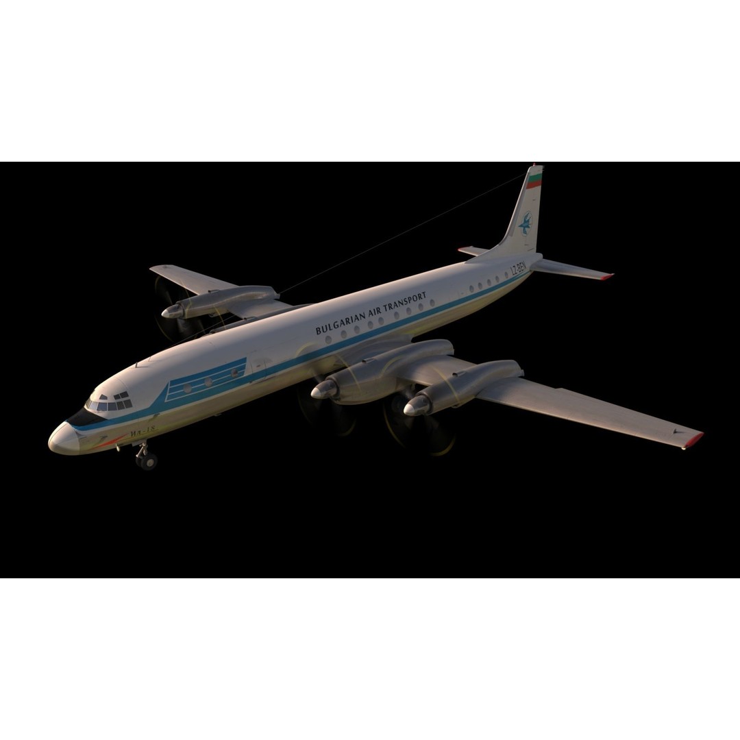 Il-18 Turbopropeller Airliner 3D Model – Animated Commercial Aircraft, FBX - View 3