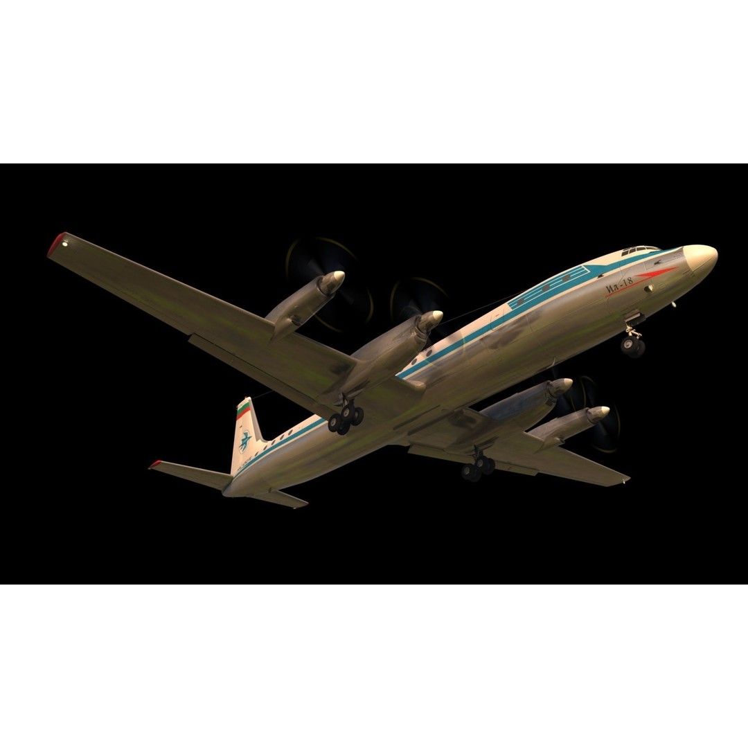 Il-18 Turbopropeller Airliner 3D Model – Animated Commercial Aircraft, FBX - View 4