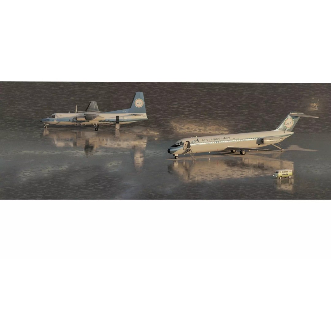 Fokker F-27-200 & Douglas DC-9S 3D Model – Detailed Aircraft Asset, SketchUp - View 2