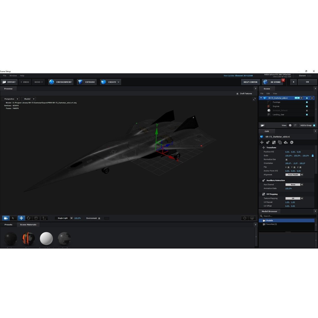 SR-72 Darkstar Scramjet 3D Model – Low Poly Game Ready Aircraft, FBX - View 35