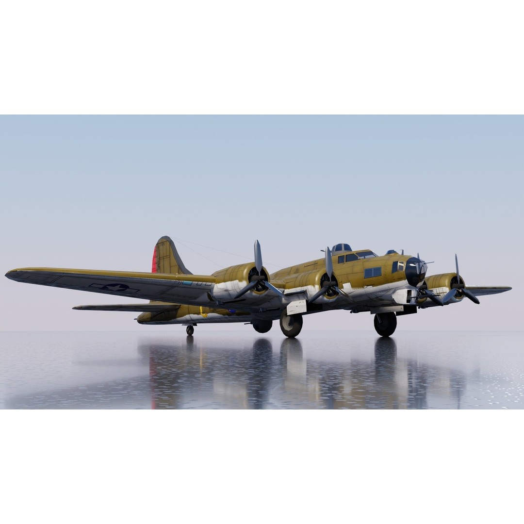 Boeing B-17 Flying Fortress 3D Model – Low Poly Game Asset, FBX - View 11