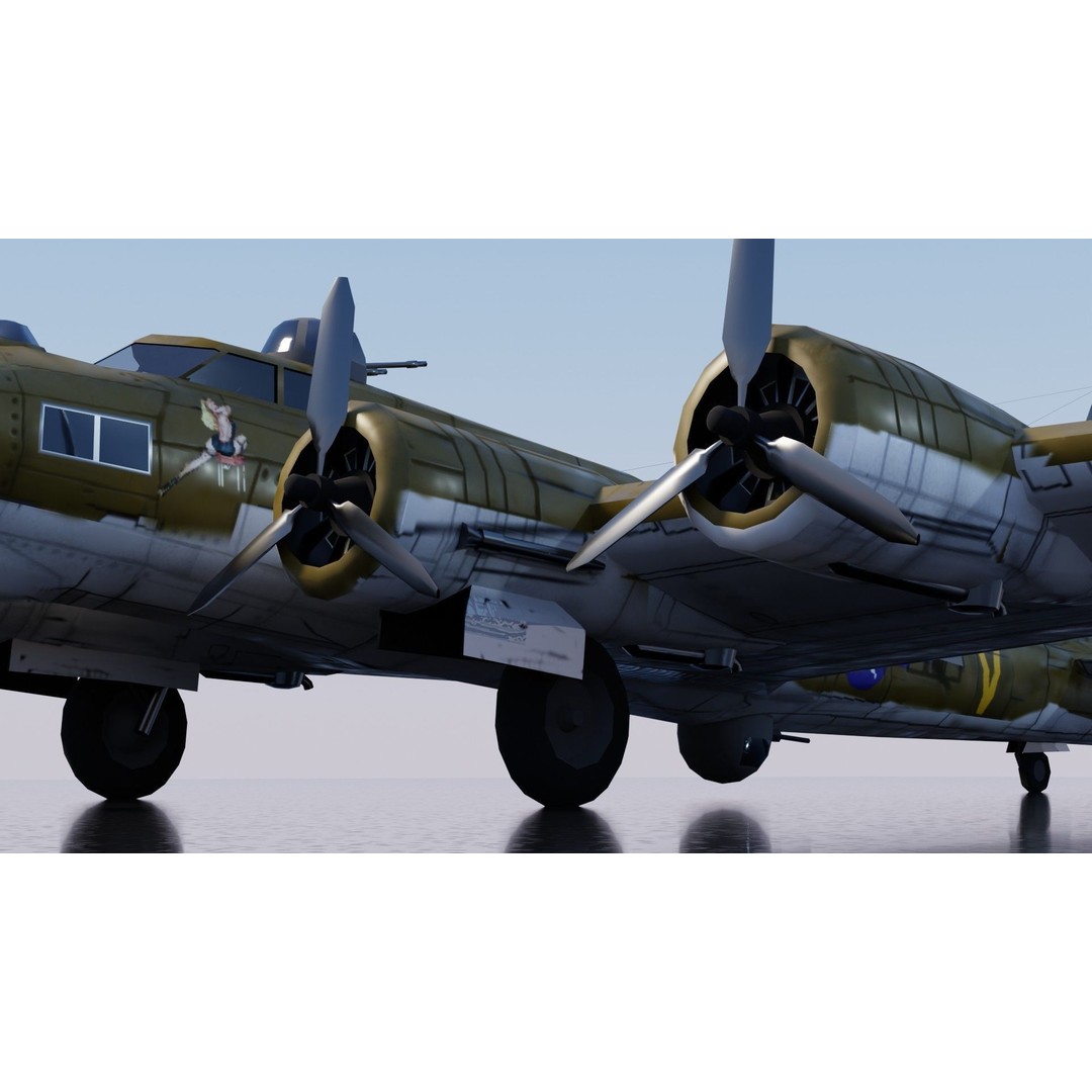 Boeing B-17 Flying Fortress 3D Model – Low Poly Game Asset, FBX - View 12
