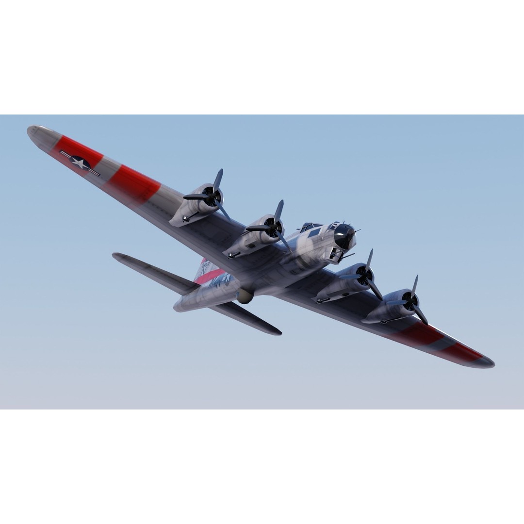 Boeing B-17 Flying Fortress 3D Model – Low Poly Game Asset, FBX - View 13