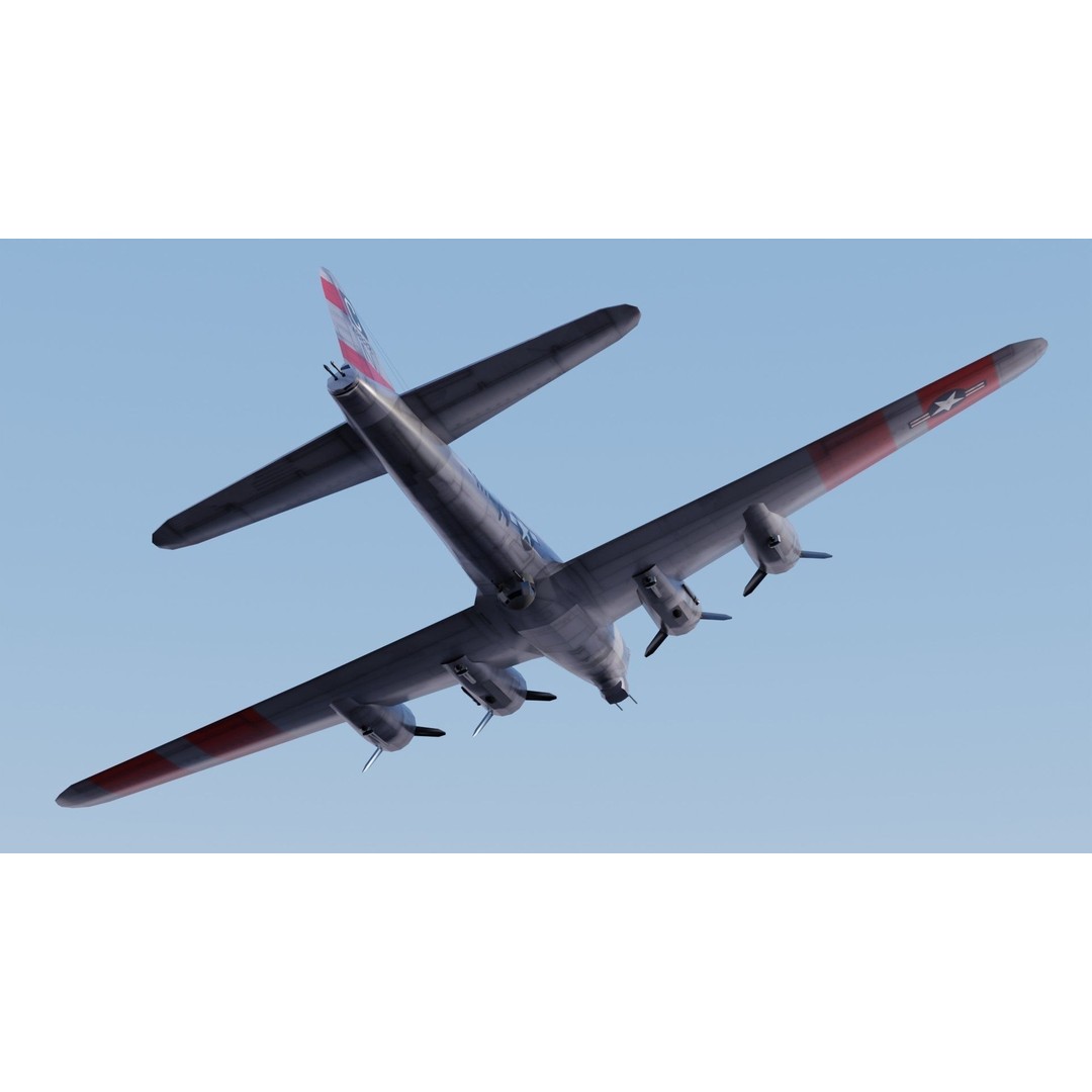 Boeing B-17 Flying Fortress 3D Model – Low Poly Game Asset, FBX - View 14