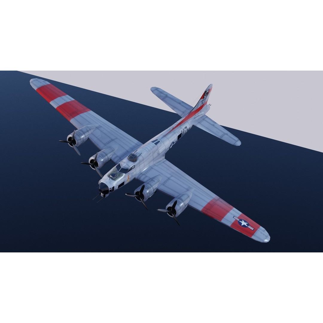 Boeing B-17 Flying Fortress 3D Model – Low Poly Game Asset, FBX - View 15