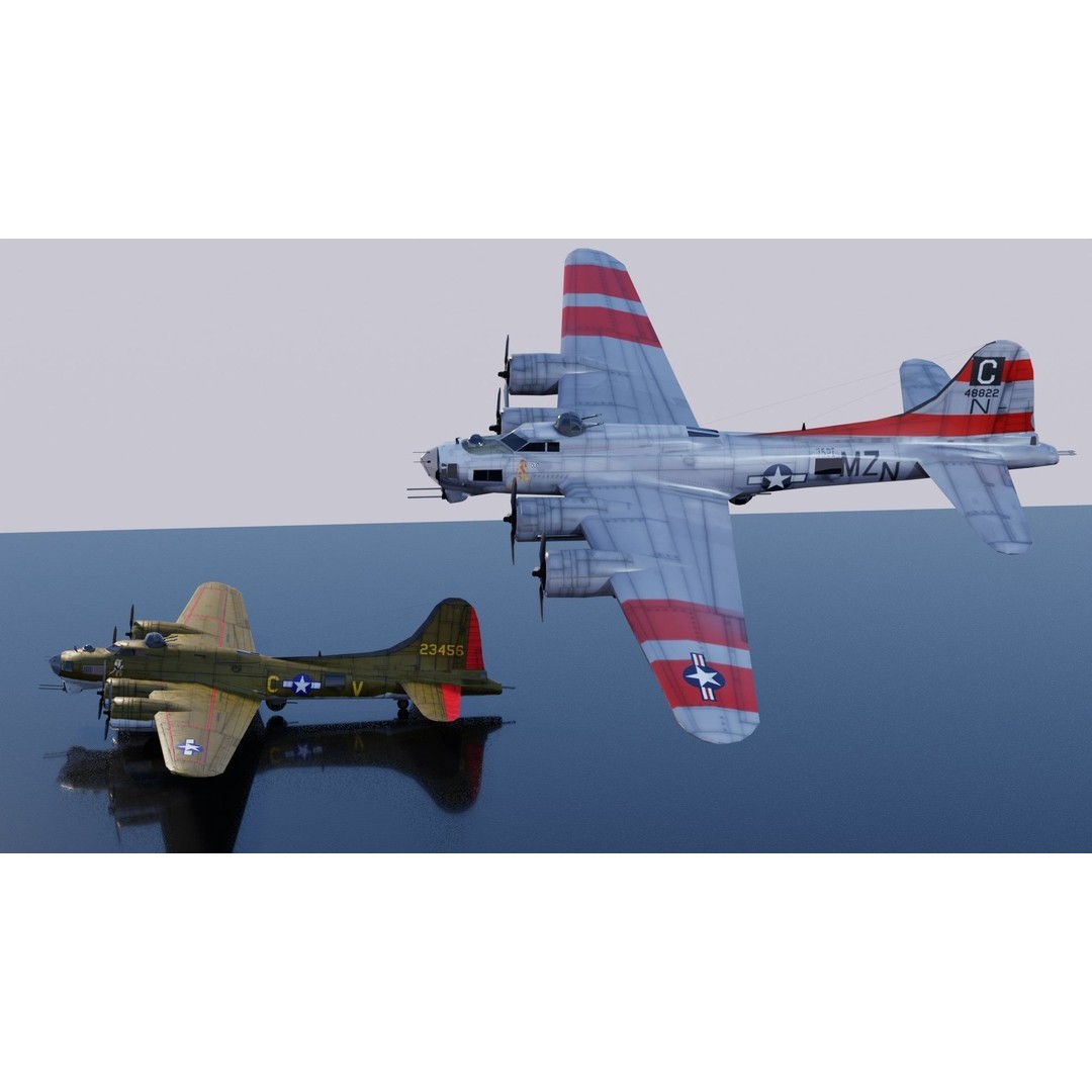 Boeing B-17 Flying Fortress 3D Model – Low Poly Game Asset, FBX - View 17