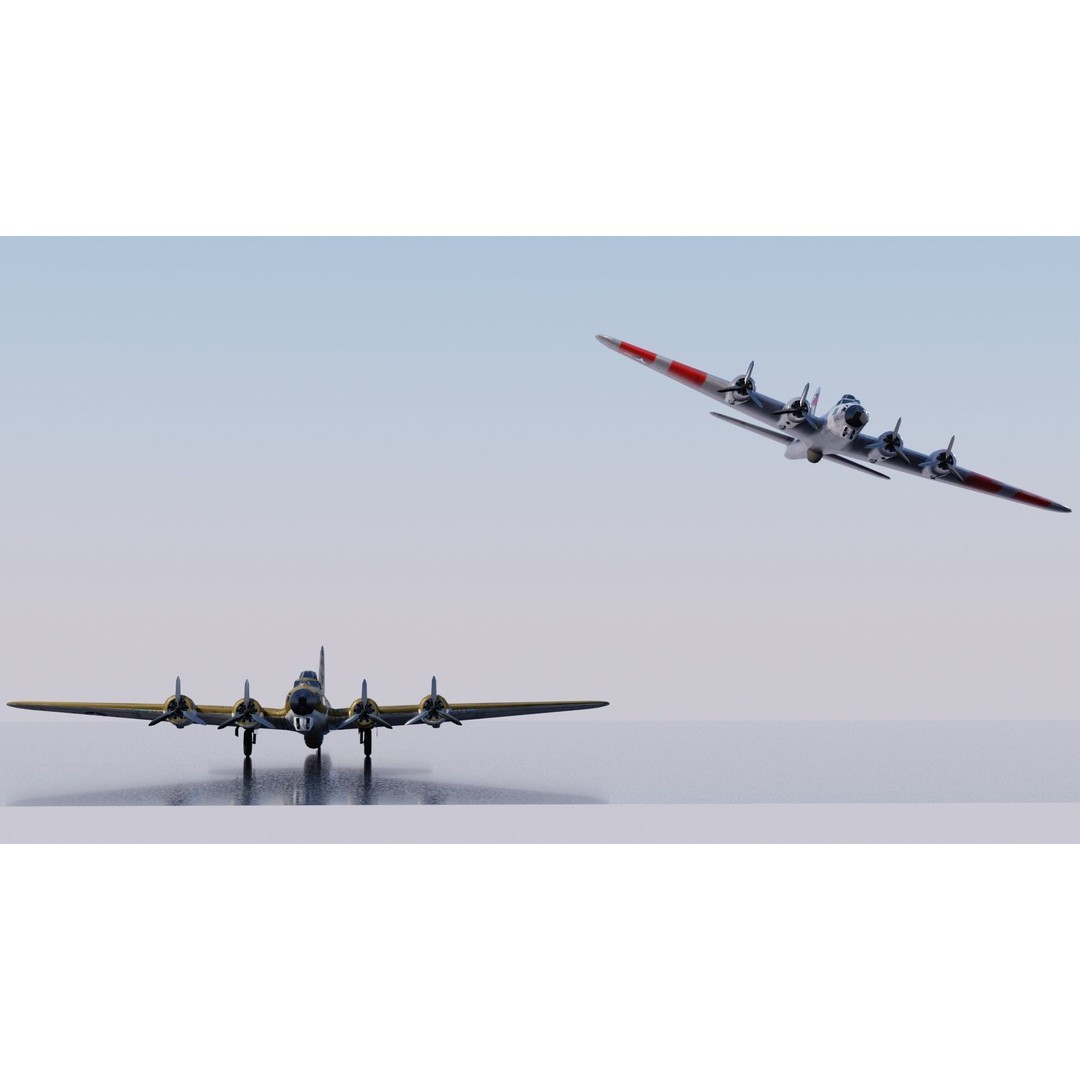 Boeing B-17 Flying Fortress 3D Model – Low Poly Game Asset, FBX - View 19
