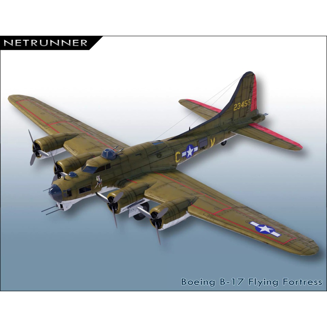 Boeing B-17 Flying Fortress 3D Model – Low Poly Game Asset, FBX - View 2