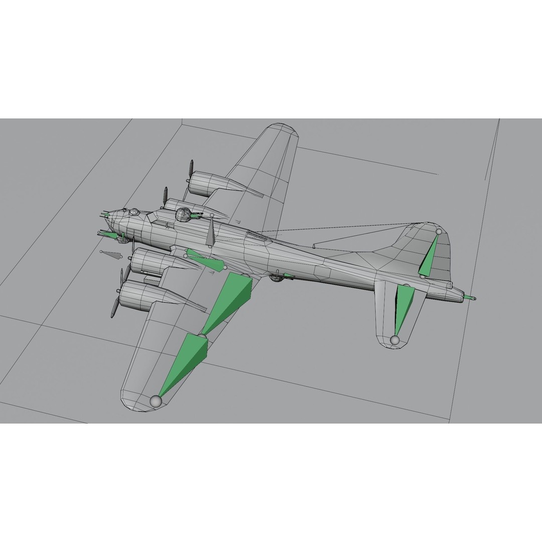 Boeing B-17 Flying Fortress 3D Model – Low Poly Game Asset, FBX - View 22