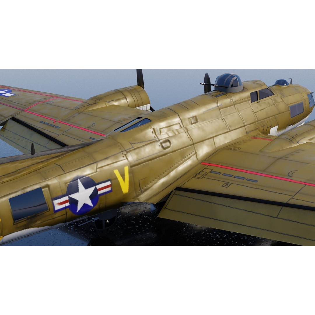 Boeing B-17 Flying Fortress 3D Model – Low Poly Game Asset, FBX - View 23