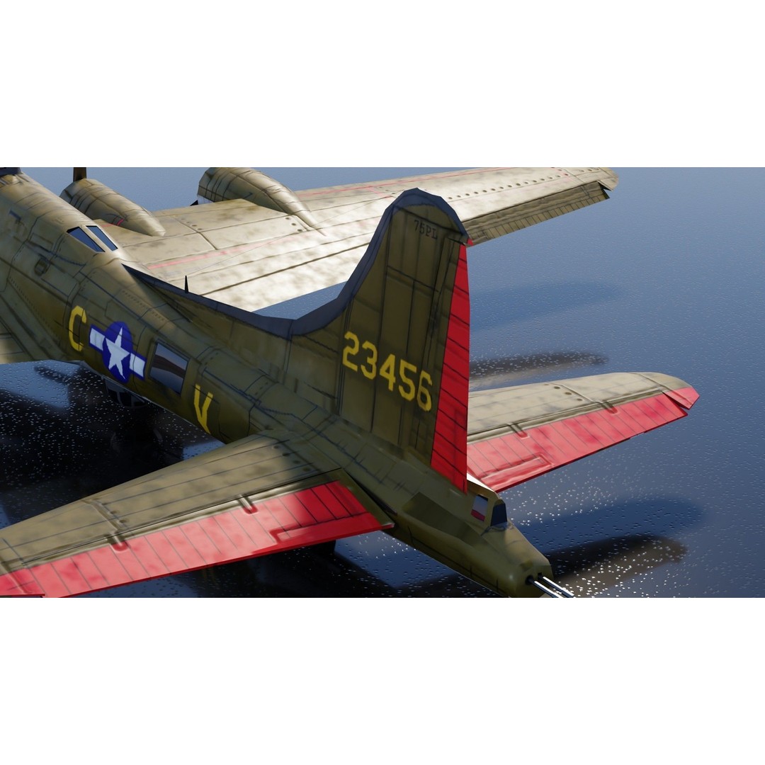 Boeing B-17 Flying Fortress 3D Model – Low Poly Game Asset, FBX - View 24