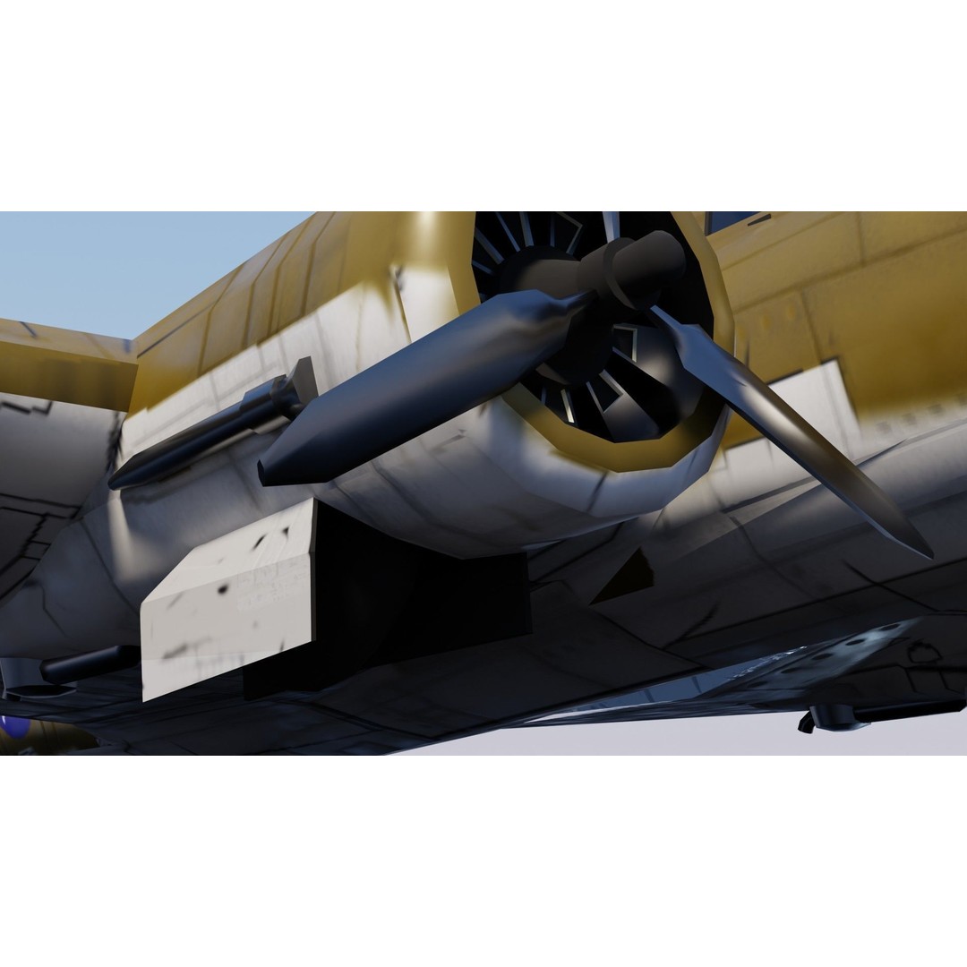 Boeing B-17 Flying Fortress 3D Model – Low Poly Game Asset, FBX - View 28