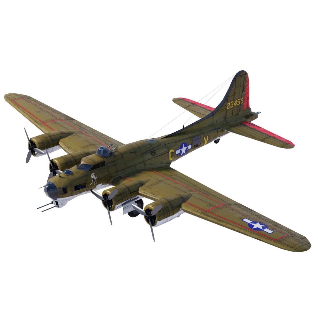 Boeing B-17 Flying Fortress 3D Model – Low Poly Game Asset, FBX - View 3