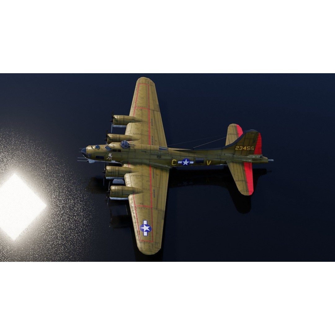 Boeing B-17 Flying Fortress 3D Model – Low Poly Game Asset, FBX - View 4