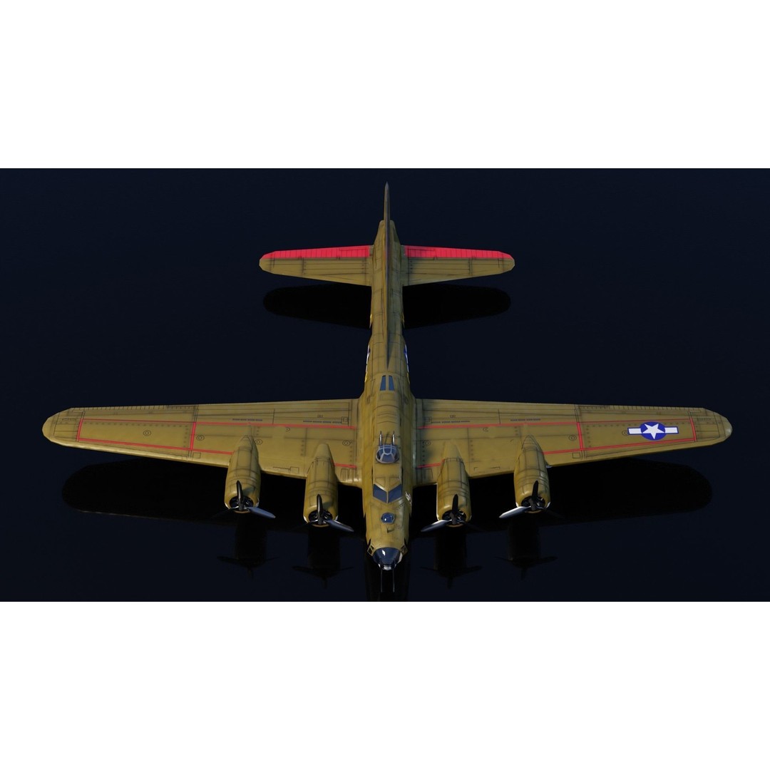Boeing B-17 Flying Fortress 3D Model – Low Poly Game Asset, FBX - View 6