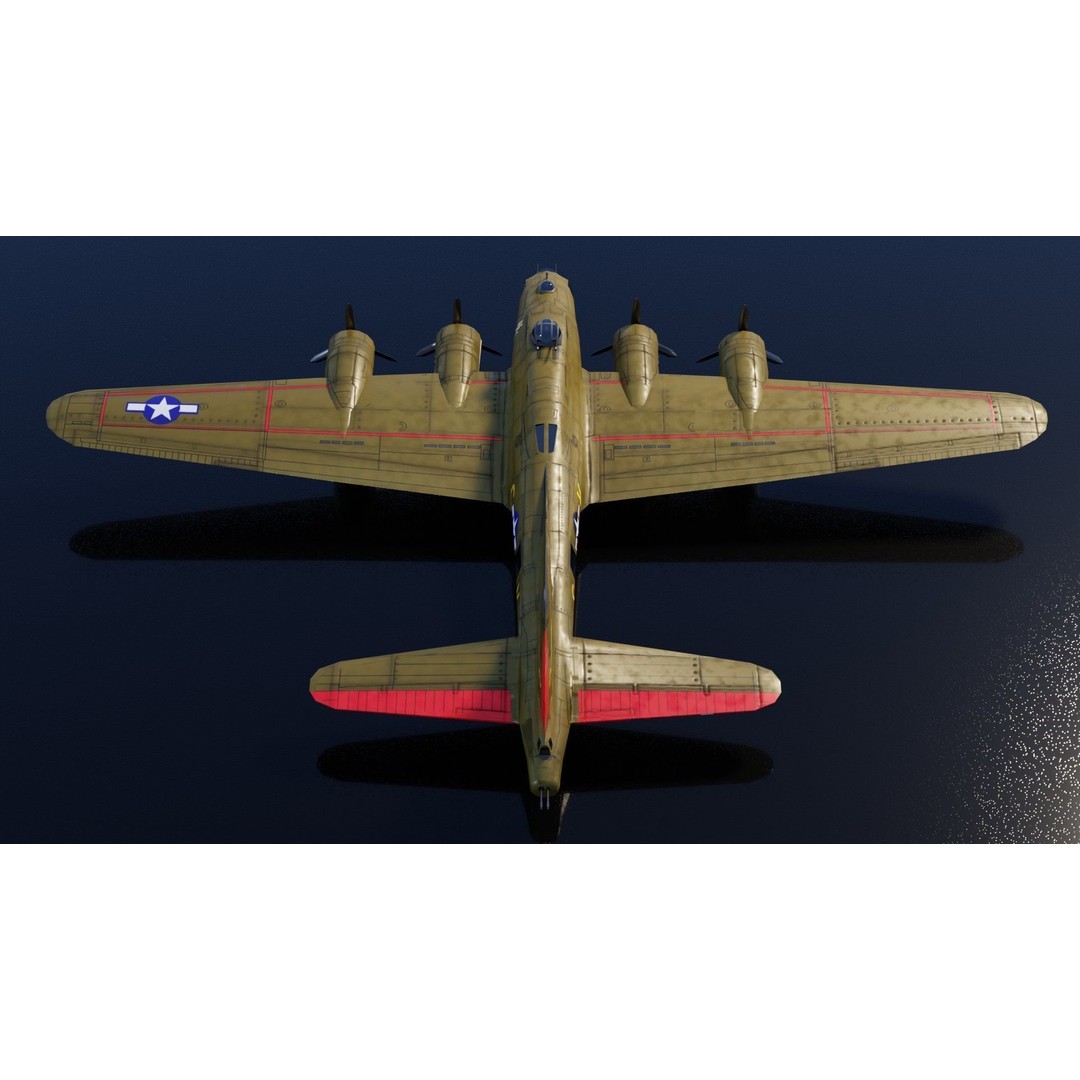 Boeing B-17 Flying Fortress 3D Model – Low Poly Game Asset, FBX - View 7