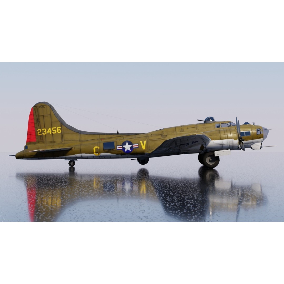 Boeing B-17 Flying Fortress 3D Model – Low Poly Game Asset, FBX - View 8