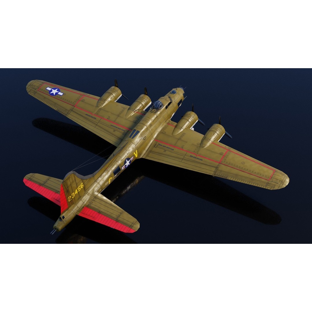 Boeing B-17 Flying Fortress 3D Model – Low Poly Game Asset, FBX - View 9