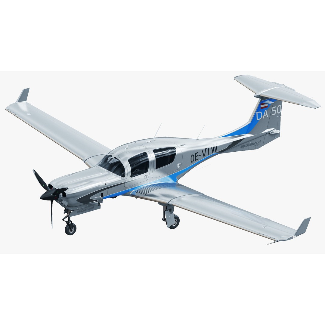 Diamond DA50 RG 3D Model – Detailed Aircraft with Textures, FBX, Blender - View 3