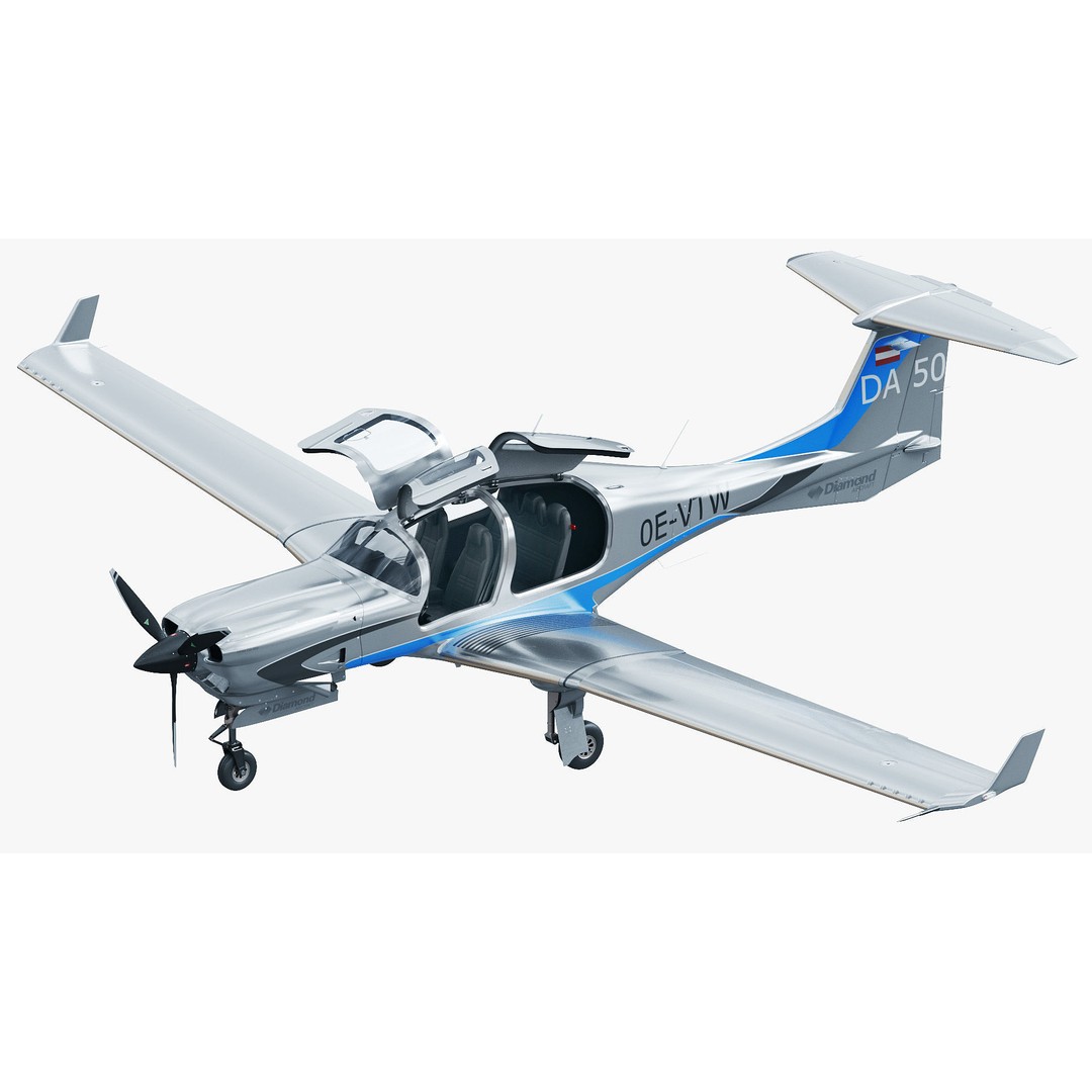 Diamond DA50 RG 3D Model – Detailed Aircraft with Textures, FBX, Blender - View 4