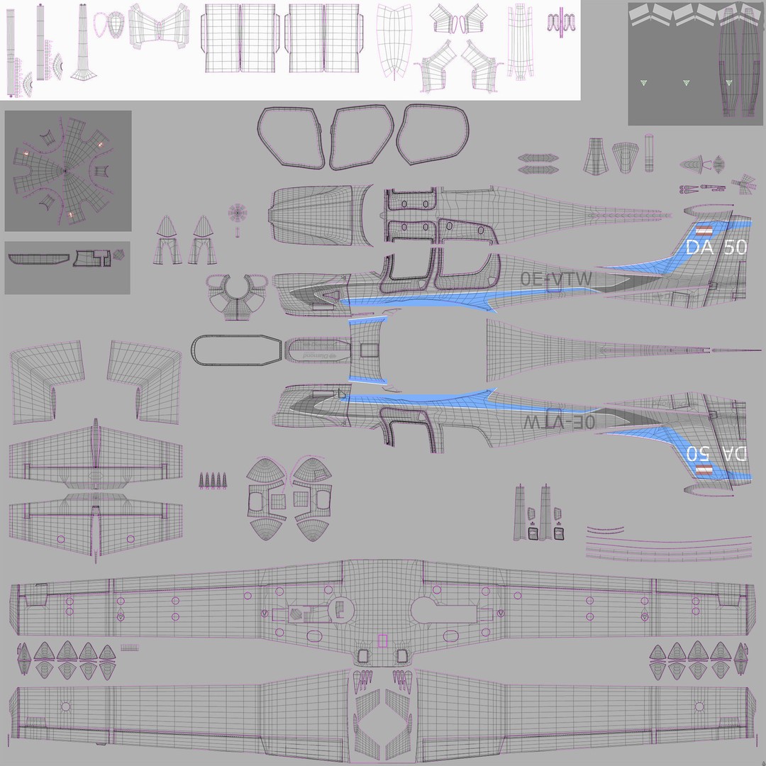 Diamond DA50 RG 3D Model – Detailed Aircraft with Textures, FBX, Blender - View 40