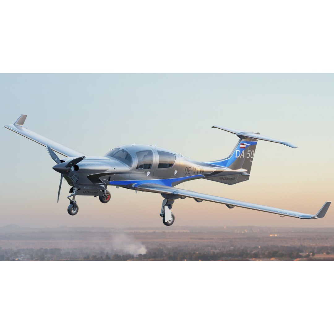 Diamond DA50 RG 3D Model – Detailed Aircraft with Textures, FBX, Blender - View 7