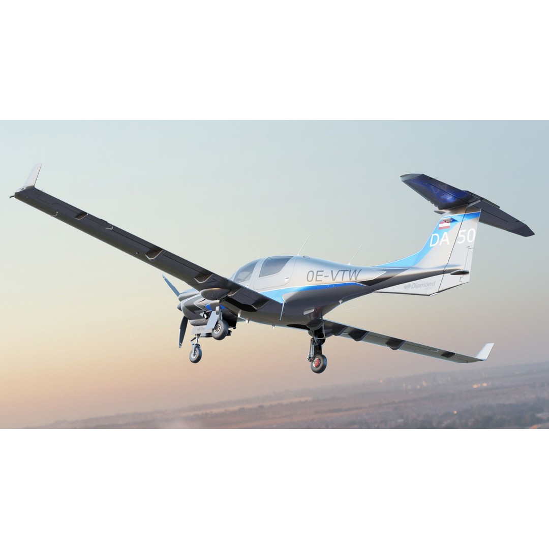 Diamond DA50 RG 3D Model – Detailed Aircraft with Textures, FBX, Blender - View 8