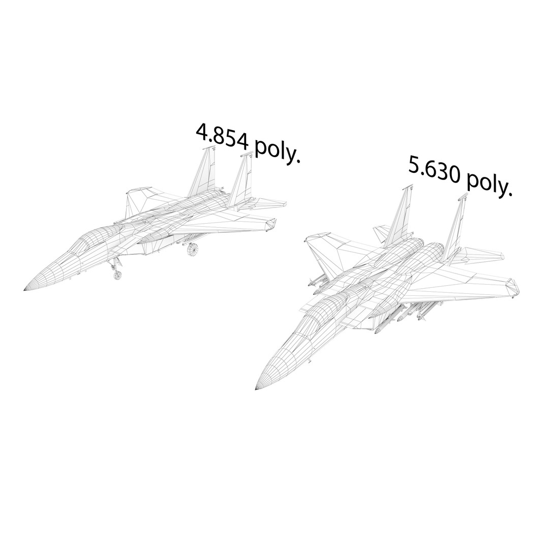McDonnell Douglas F-15C Eagle 3D Model – Low Poly Military Aircraft, FBX - View 20