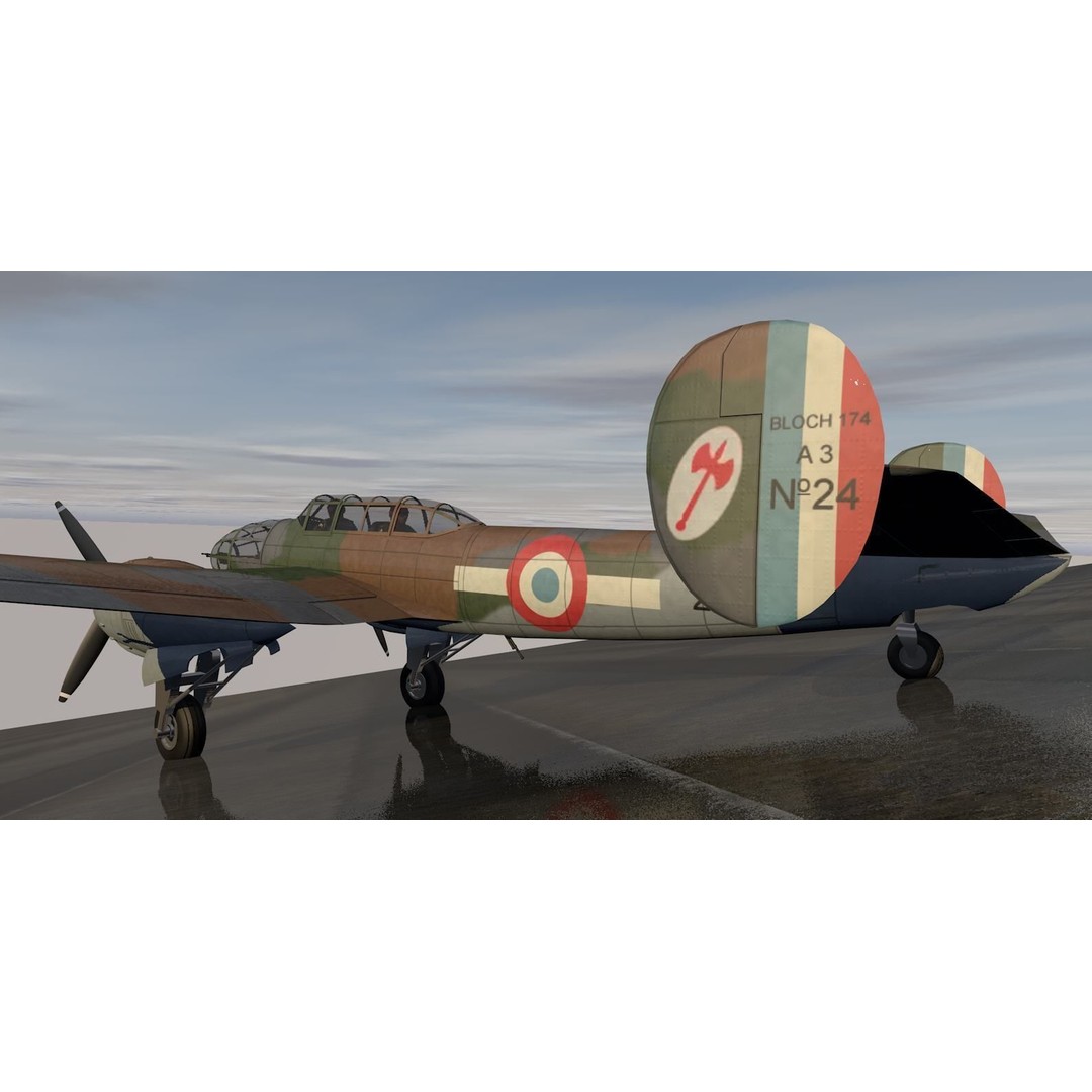 Bloch MB-174 3D Model – Historic WW2 Light Reconnaissance Bomber, FBX, OBJ - View 10